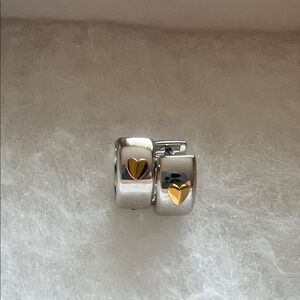 Chic Silver and Gold Heart Earrings